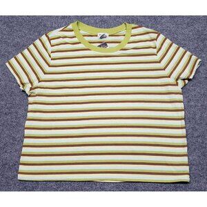 Rue21 T-Shirt Top Womens L Multicolor Striped Short Sleeve Crew Neck Cotton New